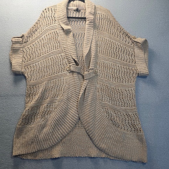 Apt. 9 Sweaters - Apt 9  Open Knit Cardigan Sweater Womens Size 3X Beige Short Sleeve Plus Size